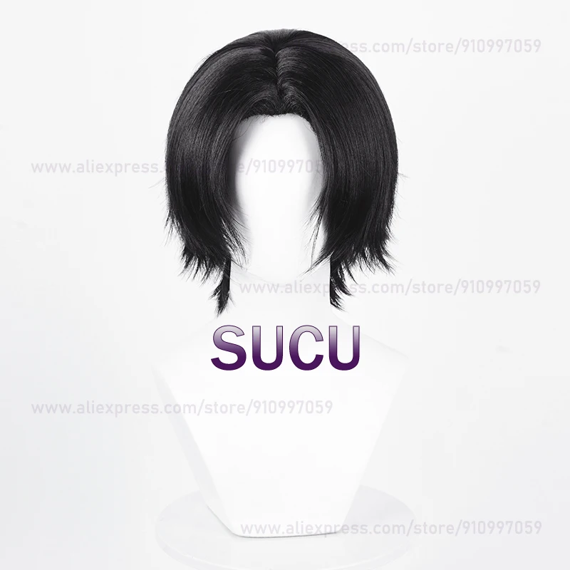 Amine Chrollo Lucilfer Cosplay Wigs 30cm Black Hair Halloween Heat Resistant Synthetic Wigs + Wig Cap