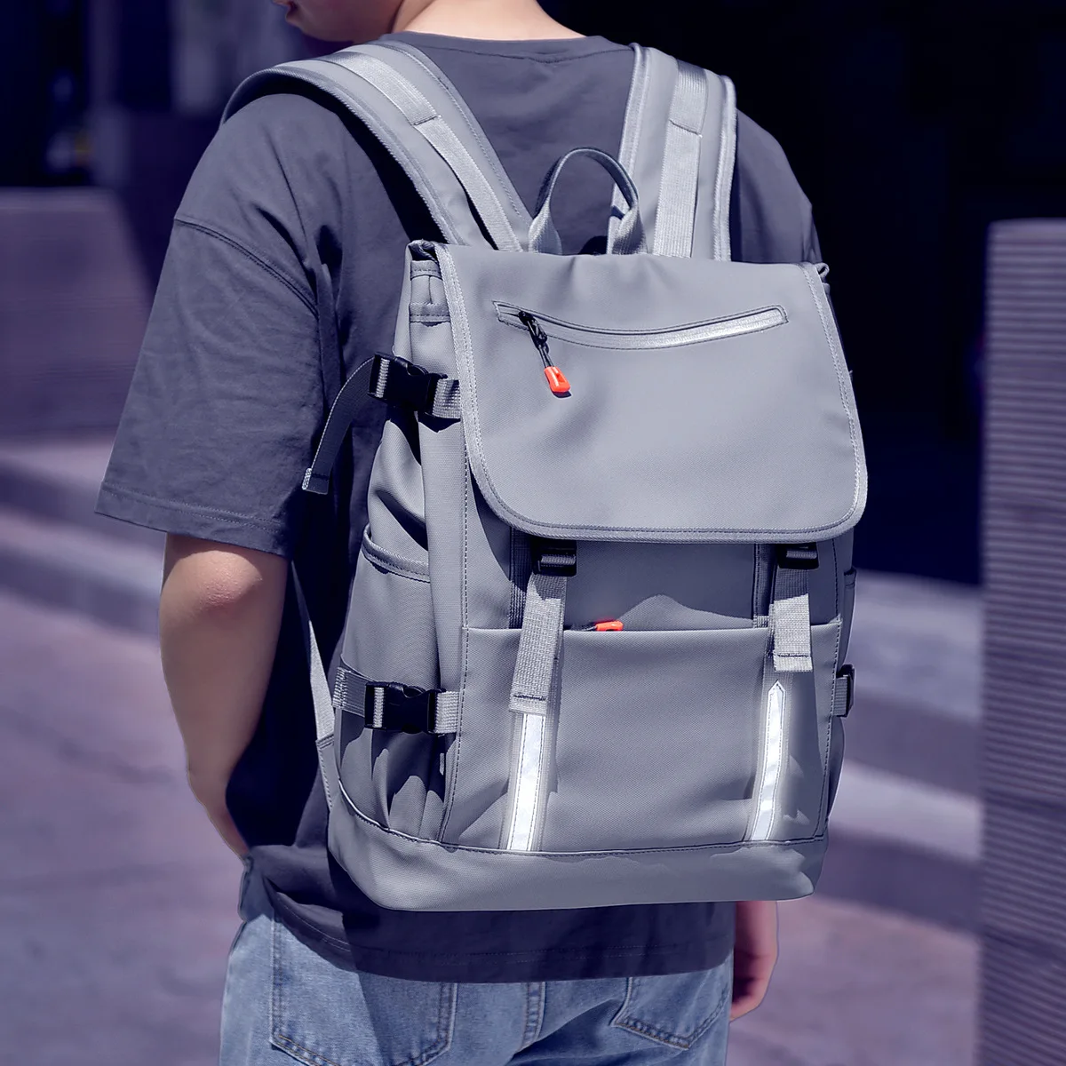 Mochila con tapa para hombre, bolsa de ordenador de gran capacidad para deportes al aire libre, mochila de moda para estudiantes, viaje Multifinonal