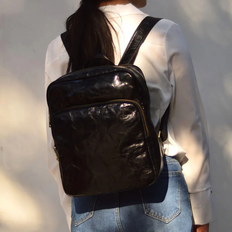 AETOO Vegetable tanned cow skin wash backpack Medium vintage heavy industry style casual design backpack for men and women