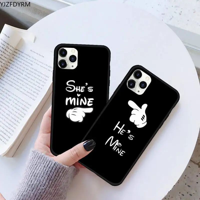 She is Mine Couple Phone Case for iPhone 16 15 14 13 12 11 Pro Max X Xs Max XR 12 Mini Soft Cover Black Fundas