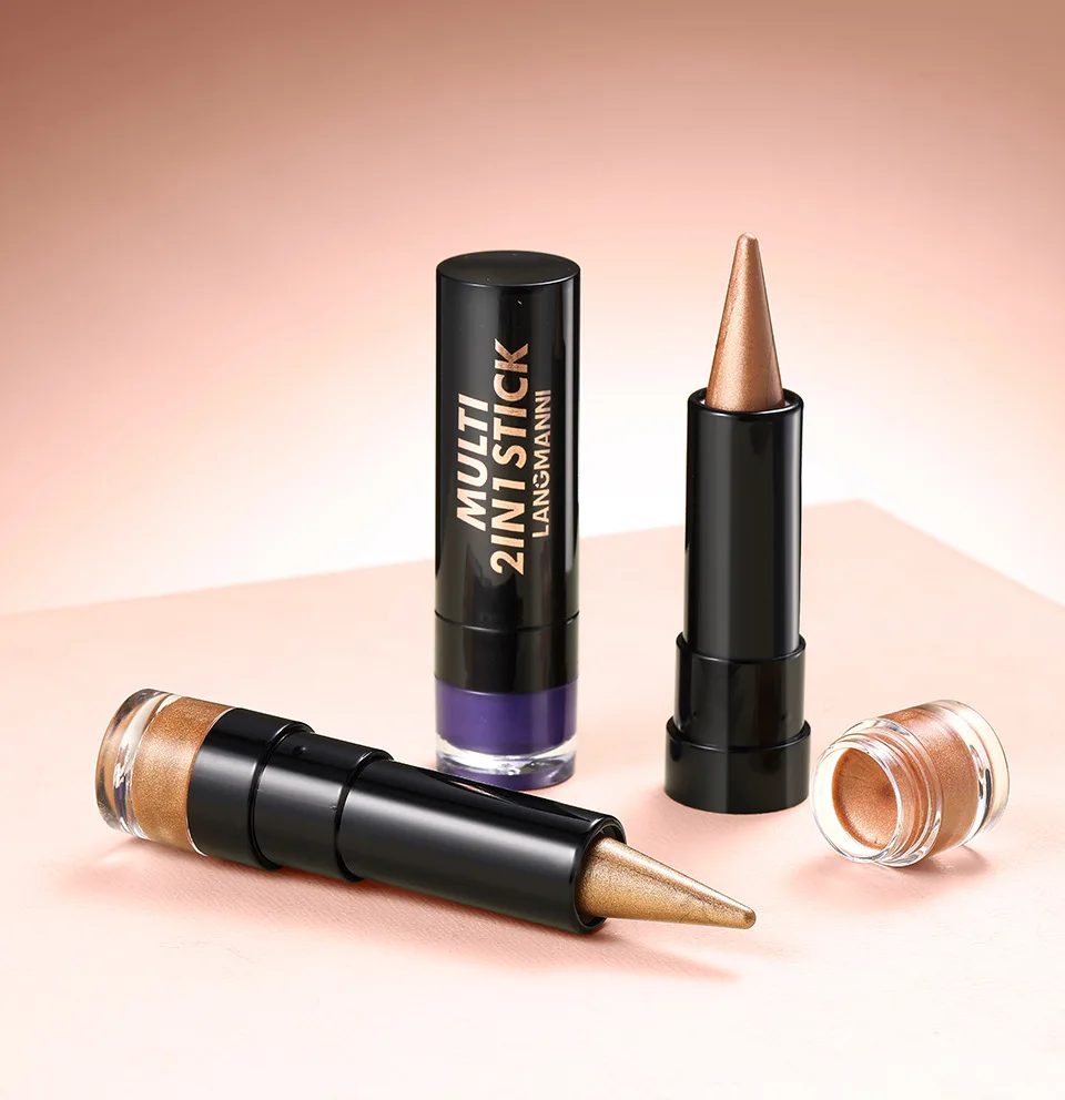 LANGMANN 10-kleuren parelmoer oogschaduwpotlood met twee uiteinden – multifunctionele blendbare make-upstick voor ogen en gezicht