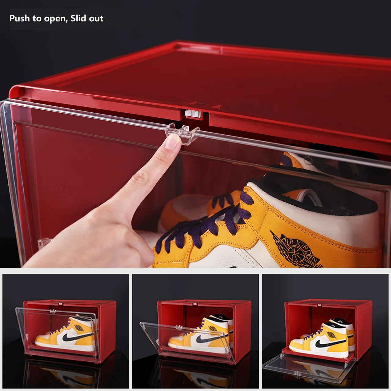 Formwell-DF010 Stackable Shoe Storage Box, Organizer, Transparent Color, Auto Slip Out Design