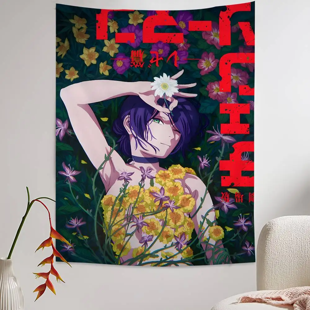 أنيمي C-منشار رجل R-Reze الكرتون نسيج الجدار الشنق الديكور ديكور المنزل المنزلي