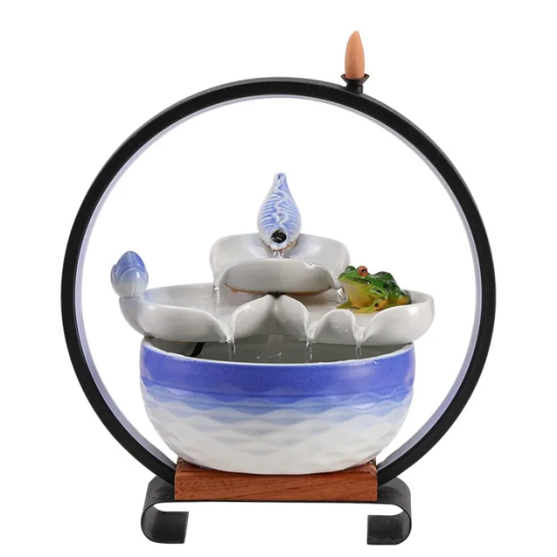

Ceramic flowing water ornament circulating water wheel landscaping office Shengcai feng shui wheel tea table