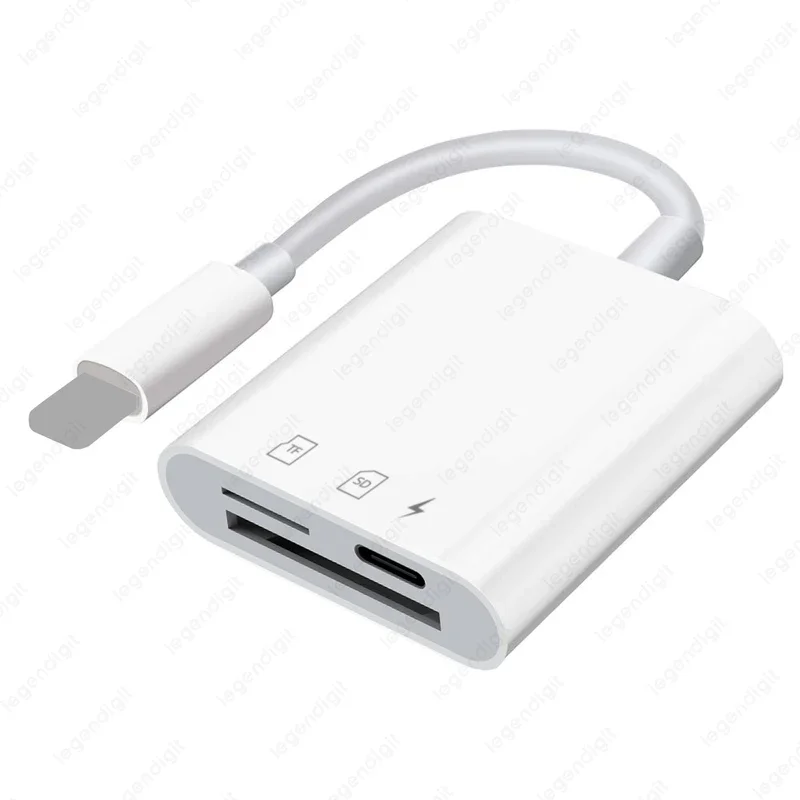 4in1 TF SD Card Reader for iPhone with iOS Charging Adapter OTG Cable Camera Adapter Memory Card Reader Micro SD Card Converter