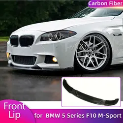 For BMW 5 Series F10 M-Sport 2012-2016 Car Front Bumper Lip Spoiler Racing Front Lip Chin Apron Guard Body Kit Carbon Fiber