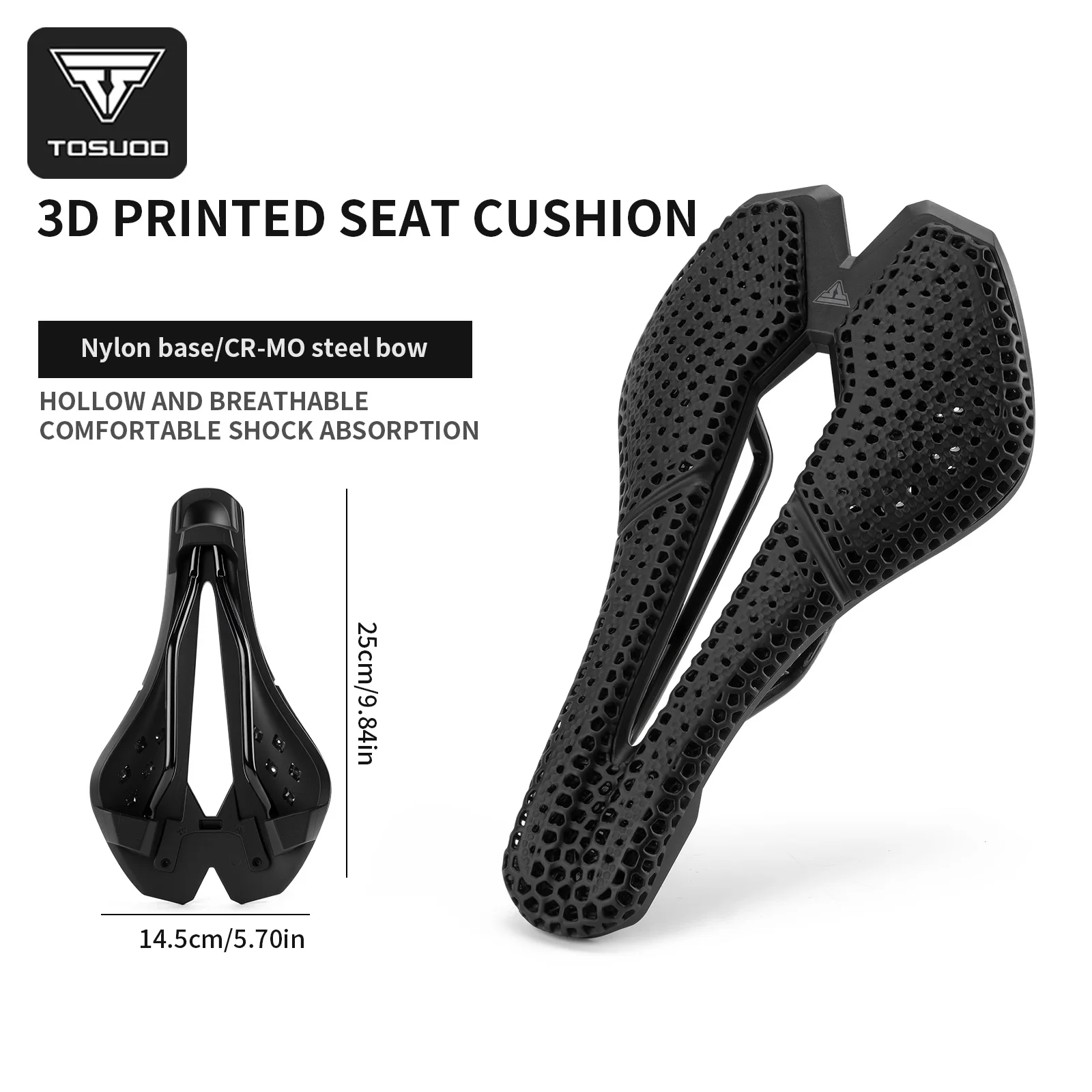 TOSUOD 3D Printing Bicycle Carbon Saddle Ultra Light Highway MTB Racing Saddle Bicycle Cushion Bicycle Seat Accessories