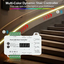 Inteligentne schody sportowe IC Streamer LED Strip czujnik światła przyciemnianie światła Indoor Motion Night Light DC12V pasek COB LED do schodów