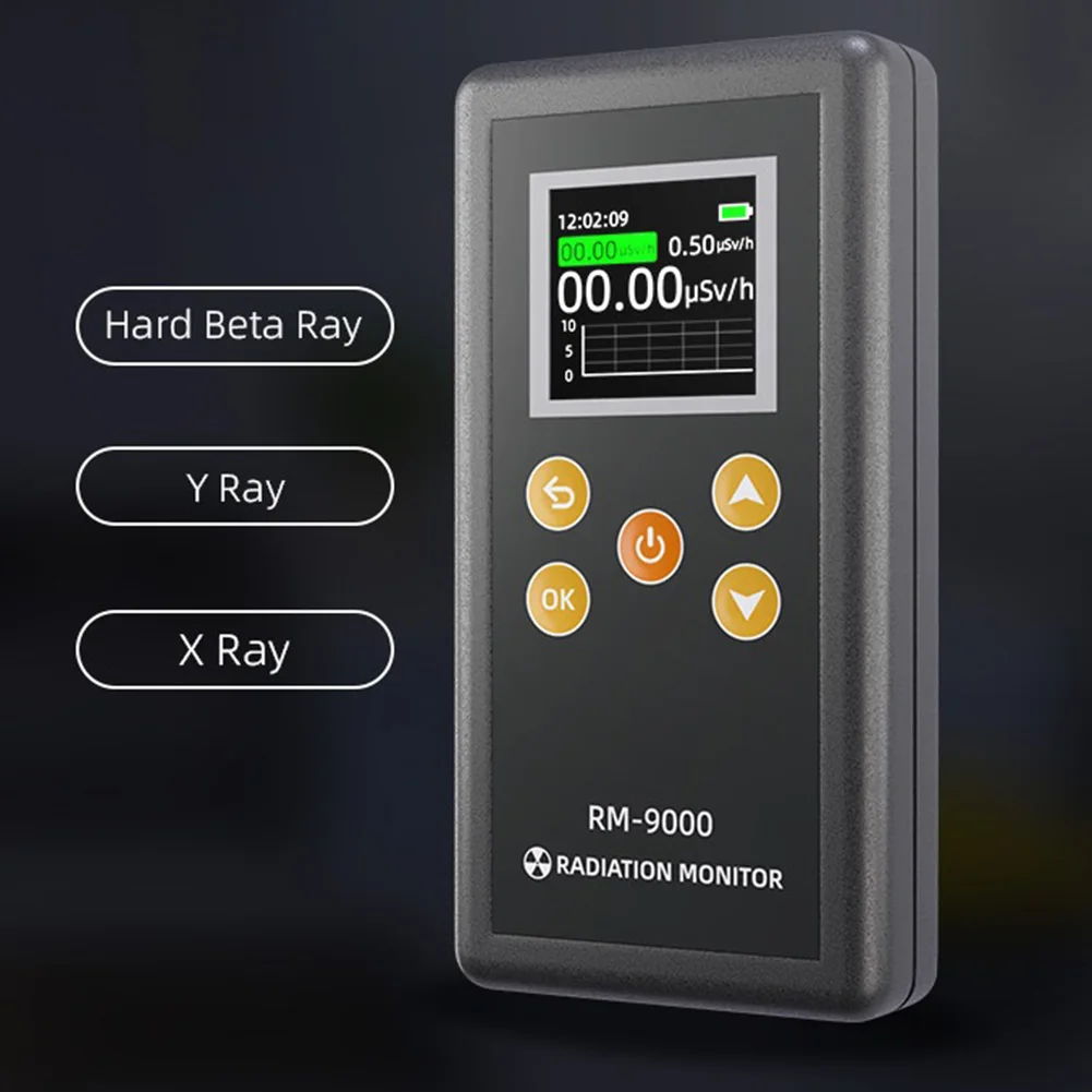 

RM-9000 Nuclear Radiation Detector TFT-LCD Display Sound Alarm And Low-Power-Warning For X, Β, Γ Rays 0.01-100μSv/h Measurement