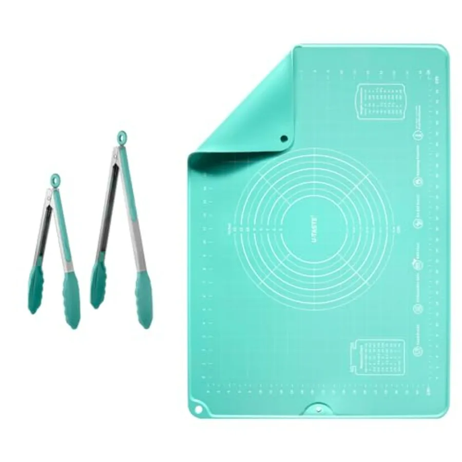 

600 ℉ Термостойкие пищевые антипригарные твердые щипцы для приготовления пищи, набор из 2 шт., большой силиконовый коврик для кондитерских изделий 20 x 28 дюймов, пищевой нескользящий коврик