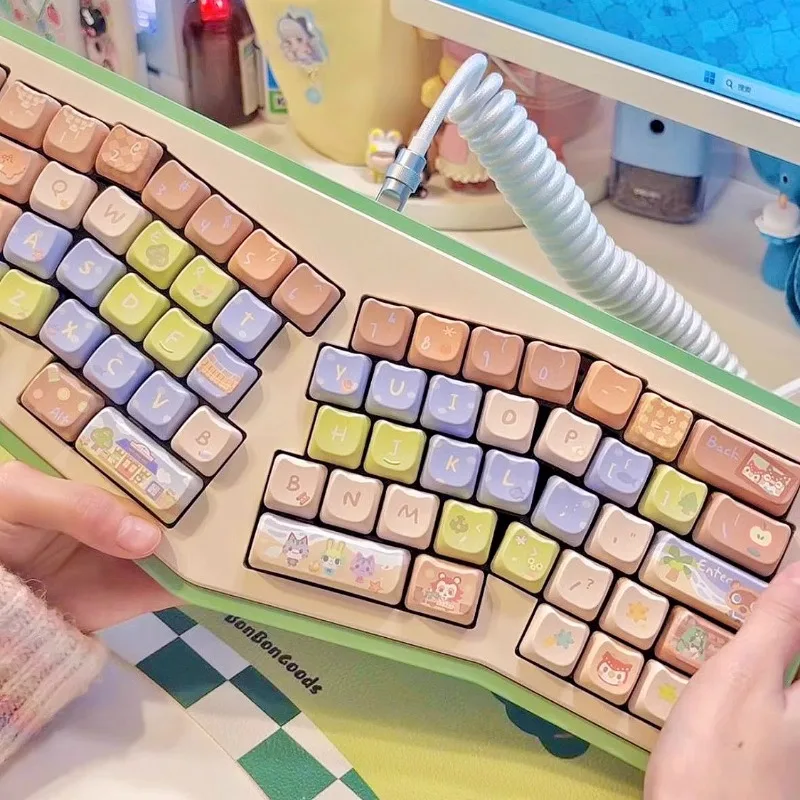 どうぶつの森キーキャップ MOA キーキャップ PBT 素材熱昇華プロセス 142 キー MX スイッチメカニカルキーボードキーキャップ