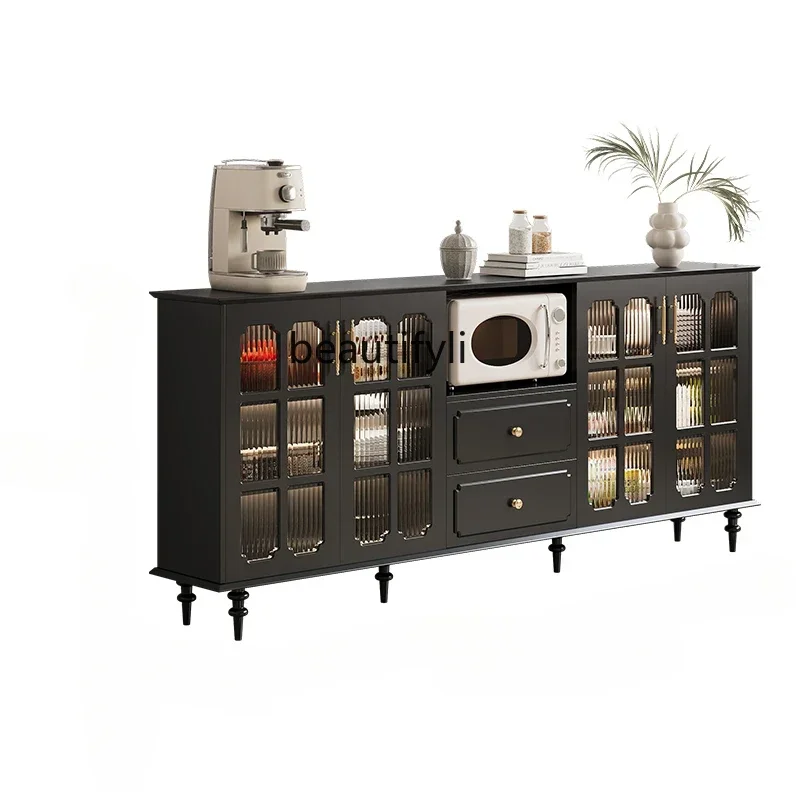 TTT Vintage microwave oven cabinet, locker, black storage, medieval side cabinet, restaurant against the wall, American storage