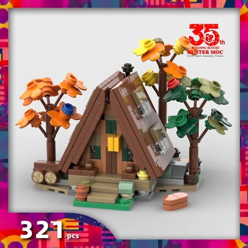 mini 21338 autumn winter Hut Street View moc building Assembly Model Bricks Display Creative Children Toys Gifts
