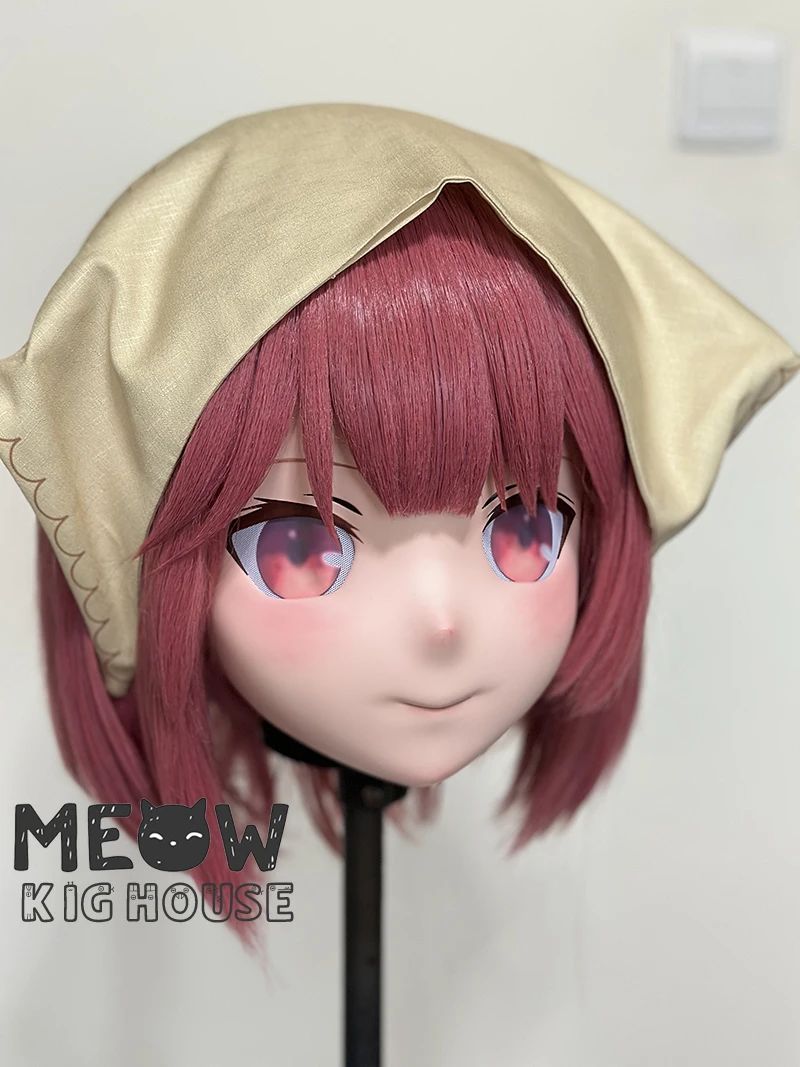 (MEO481) Customize Handmade Full Head Lockable Crossdress Male to Female Japanese Cartoon Anime Game Character Kigurumi Mask