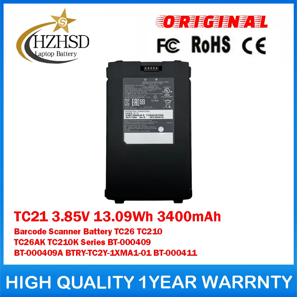 TC21 3.85V 13.09Wh Barcode Scanner Battery For ZEBRA TC26 TC210 TC26AK TC210K BT-000409 BT-000409A BTRY-TC2Y-1XMA1-01 BT-000411