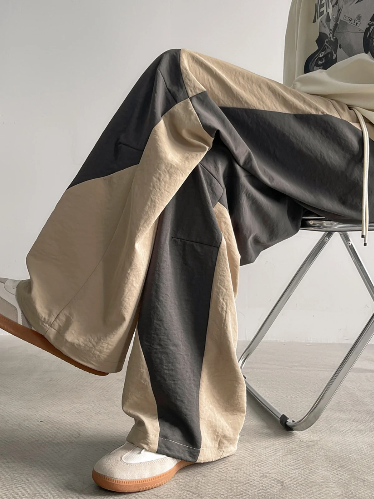 

Retro Color Blo Drapey Casual Men's Wide Leg Pants Spring Summer plus Size Trendy Loose Slim Straight Cut Trousers