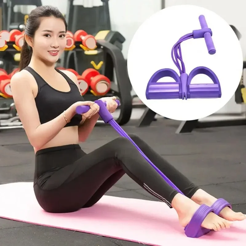 

Four-Tube Pedal Tensioner, Multi-Functional Household Fitness Equipment, Yoga Abdominal Strengthening Elastic Band Tension Rope