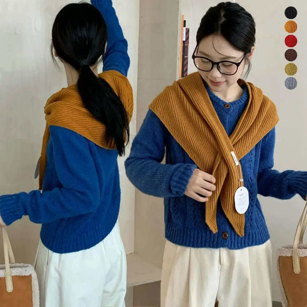 في الهواء الطلق الشتاء وشاح متعدد الوظائف الحجاب مخطط عبر منديل الحجاب الصوف متماسكة شال التفاف الرقبة غطاء الكتف #6