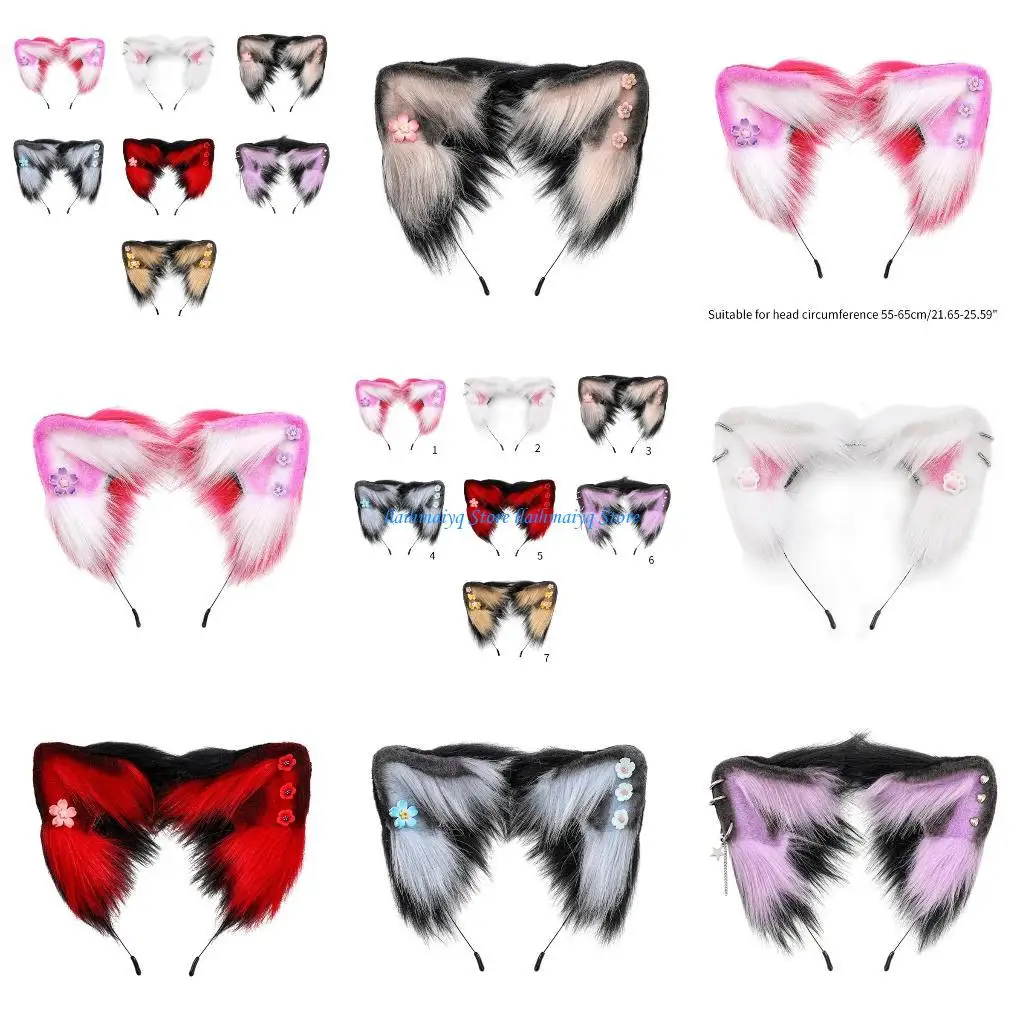 

573B этническая повязка для студентов унисекс для фотосессии с мини-цветочным декором, повязки на голову с кошачьими ушками, для