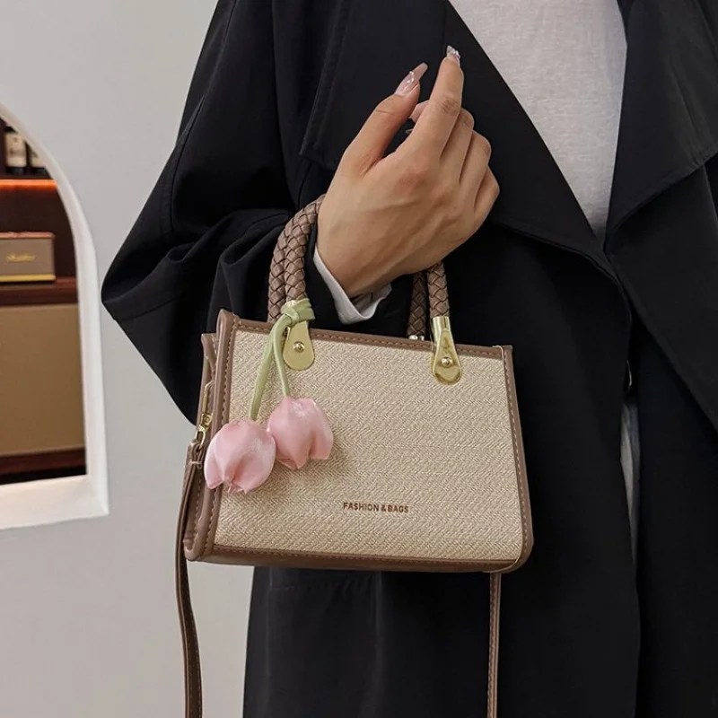 

Elegant Leather Tote Bag By Luxury Brand, Women's Designer Crossbody Shoulder Bag With Vintage Charm