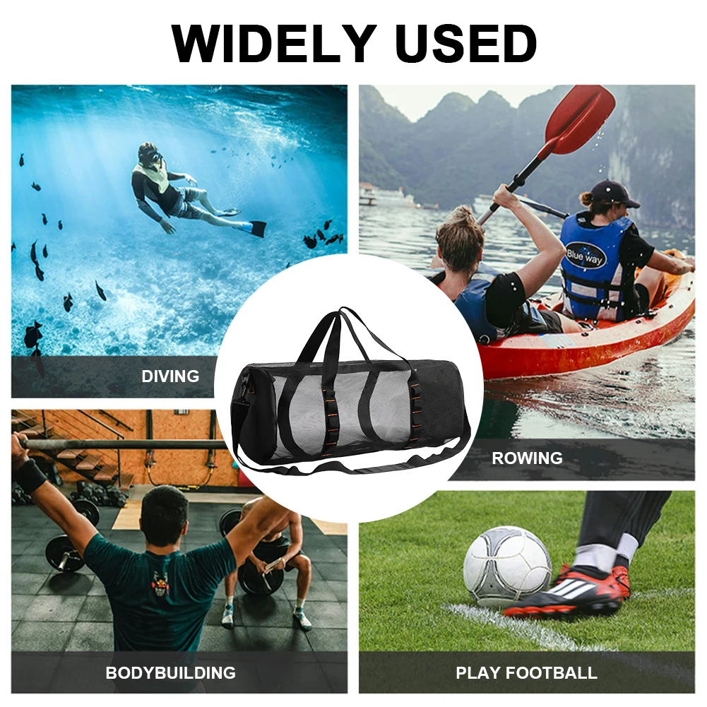 الغوص حقيبة شبكية قابلة للطي في الهواء الطلق شاطئ السباحة تنظيم الحقائب الغوص شبكة القماش الخشن حقيبة للغوص تصفح معدات الغوص