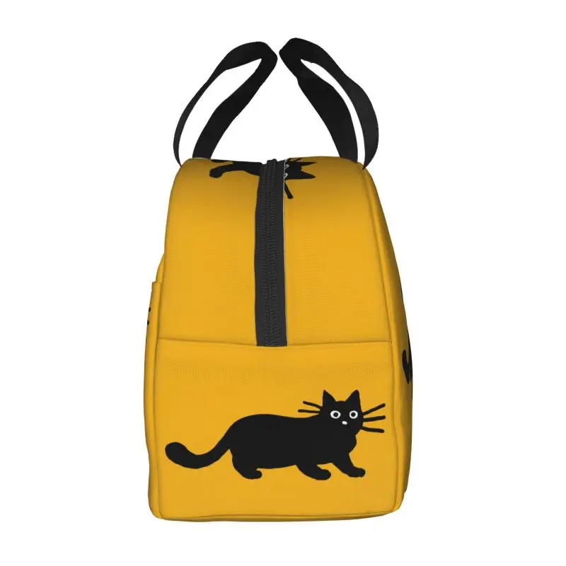 Cartoon Black Cat Lunch Bag Women Reusable Cooler Thermal Insulated Lunch Box for School Multifunction Food Bento Box