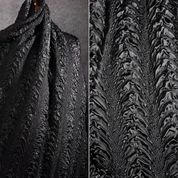 Black dragon scale three-dimensional pleated texture high temperature pleated shape skirt fashion designer fabric