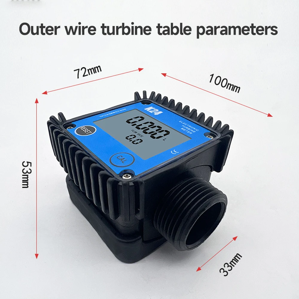 K24 Cyfrowy przepływomierz turbinowy Przepływomierz z gwintem zewnętrznym Elektroniczny wskaźnik przepływu Licznik czujnika paliwa Nafta Woda metanol