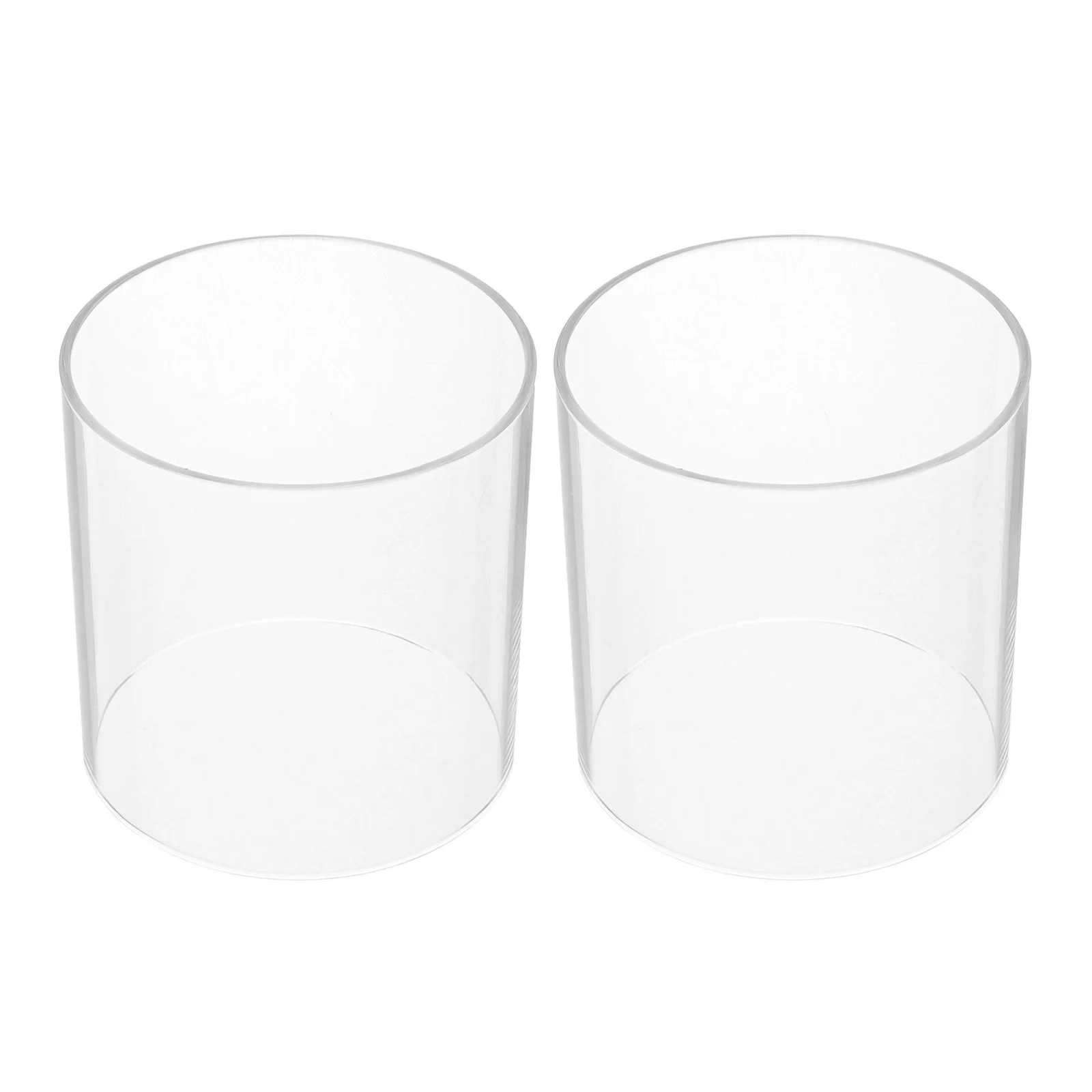 2 قطعة غطاء مصباح اسطوانة من الزجاج الشفاف للشموع معزز السطوع حامل مفتوح الأطراف لحديقة الفناء الخارجية