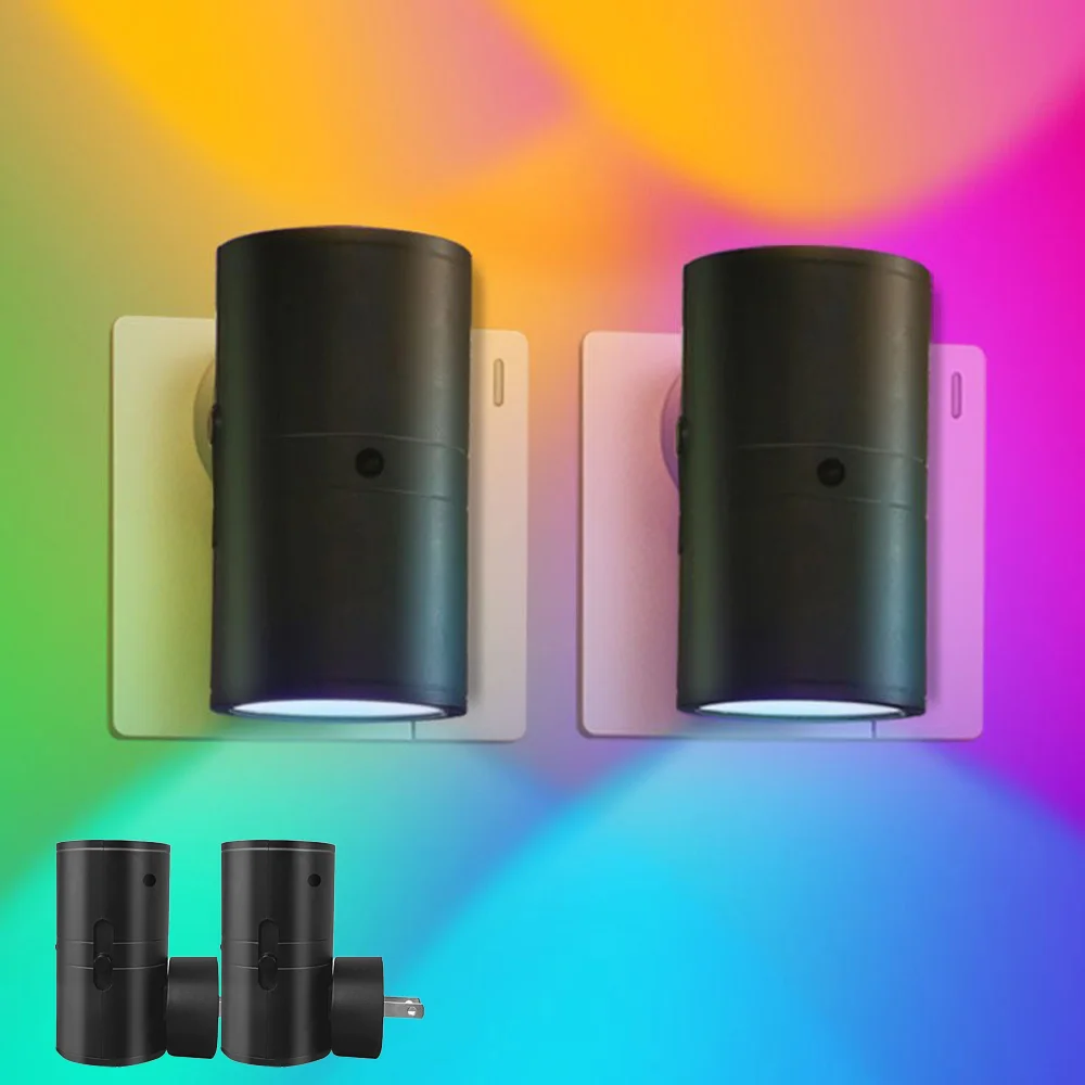 Cylindrical Shape Vintage LED Nightlight Bed Lamp RGB Color Changing Plug in LED Kids Night Light With Dusk to Dawn Sensor