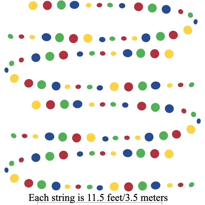 Carnival Circus Clown Fiesta Party Decoration Circle Dot Garland Red Blue Yellow Green Birthday Hanging Paper Polka Dot Streamer