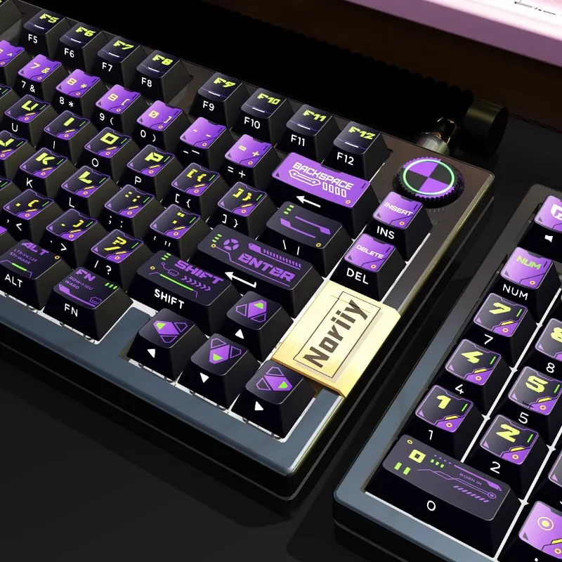 Imagem -04 - Purple Power Shadow Theme Keycaps Pbt Keycap Lado Gravado Translúcido Cereja Perfil Key Caps para Teclado Mecânico