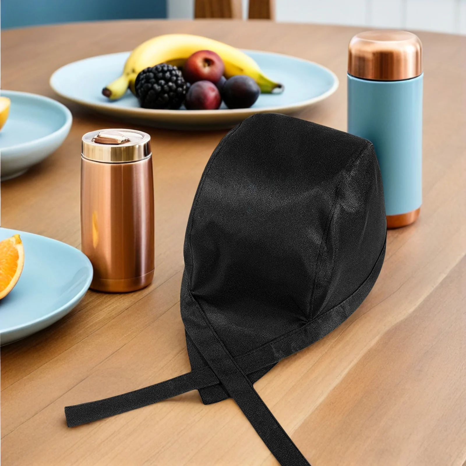 2Pcs Chef Hat Turban Soft Canvas Adjustable Ribbon Style Catering Kitchen Cloth Caps One Size Fits Most Adults