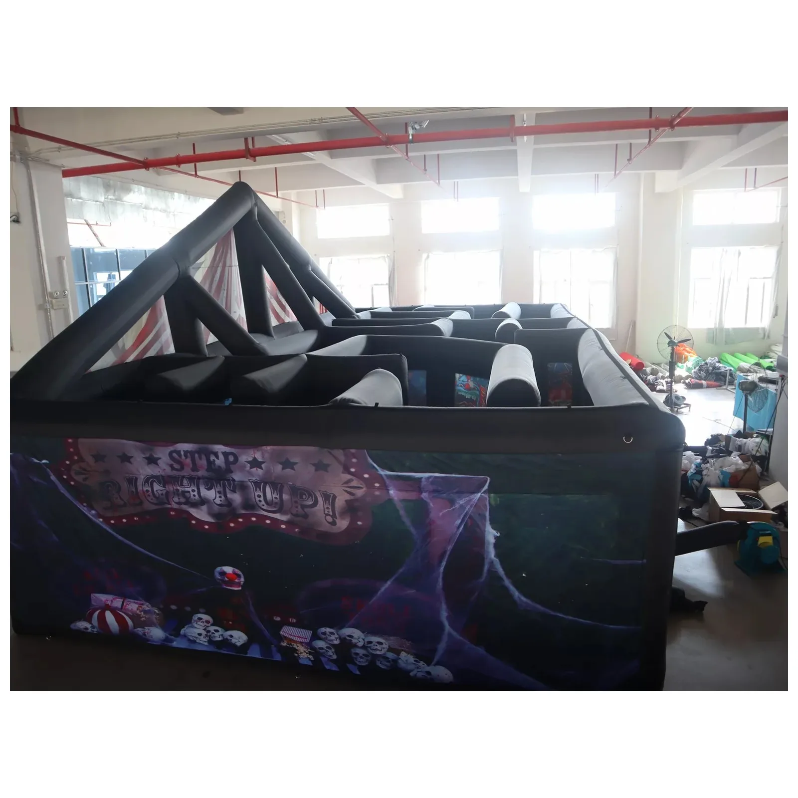 Large Haunted Circus Inflatable Maze 5X10m 16X33ft with Blower Scary Game Exciting Party Events Kids and Adults Outdoor Fun