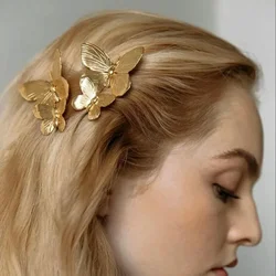 Vintage Butterfly Metal Hairpin Headdress for Womem New Chinese Style Retro Punk Exquisite Updo Bobby Pins Hair Accessories