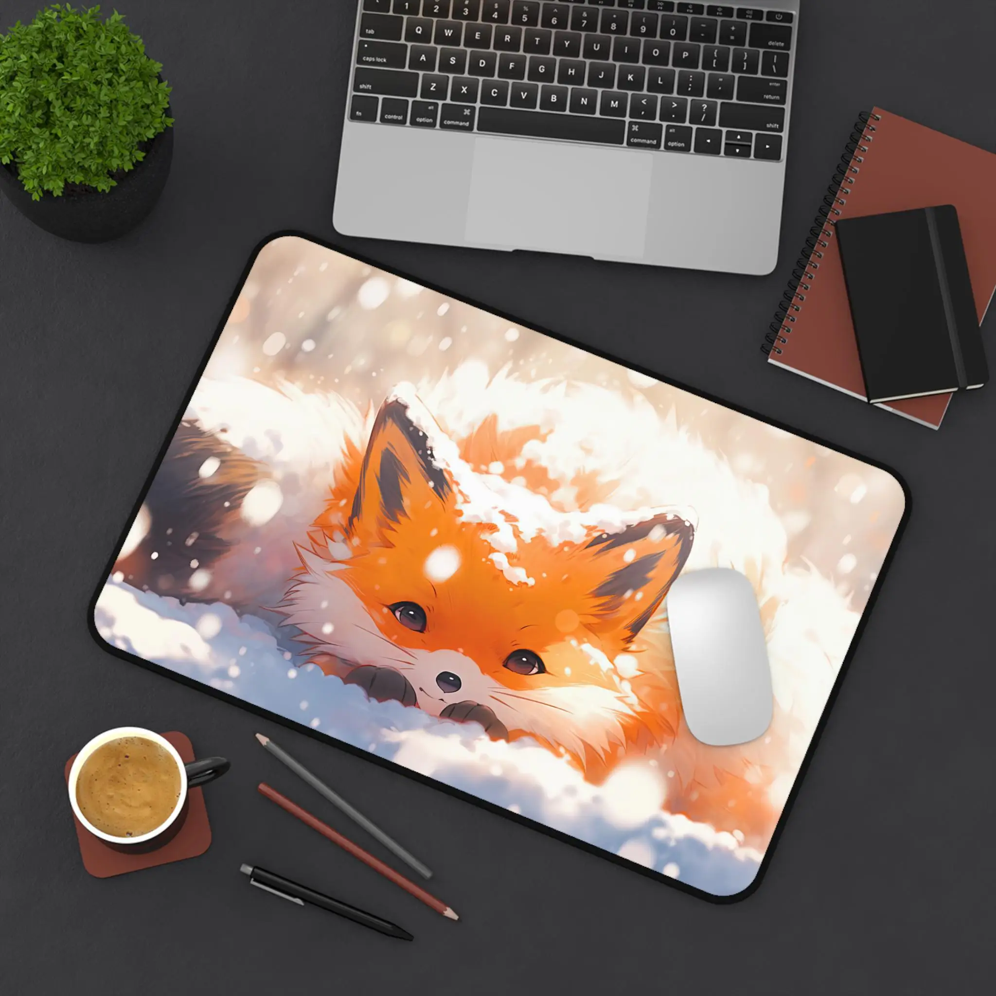 

Cute Snow Fox Mausepad Snow Fox Desk Mat Gaming Mat Pad on The Table Office Gamer Accessorie Keyboard Mat Mouse Pad Mouse Carpet