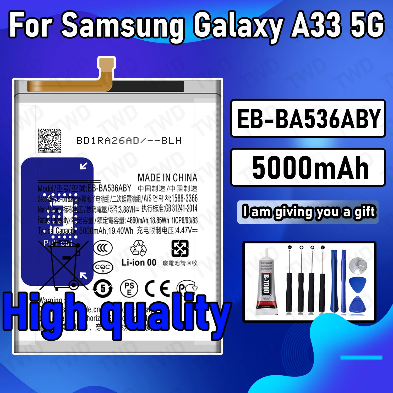 

EB-BA536ABY Large capacity Battery For Samsung Galaxy A33 5G/SM-A336E/SM-A336B Batteries New High Quanlity+Free Tools