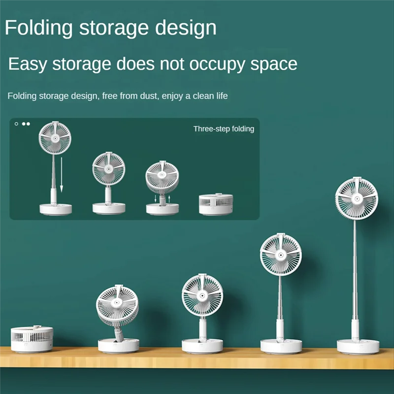 Piso retráctil plegable portátil de poco ruido 7200MAh ventilador de pulverización al aire libre recargable ventilador de verano dormitorio escritorio refrigeración-B