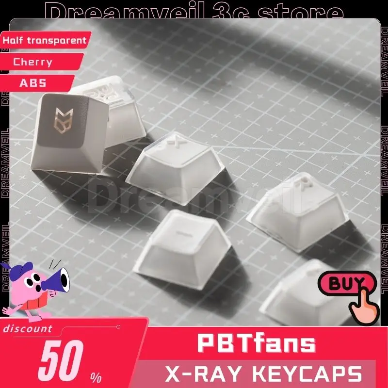 Pbt Fans X-Ray Keycaps Semi Transparent White Keycap Abs Custom Mechanical Keyboard Keycap Gamer Accessories Keyboard Caps