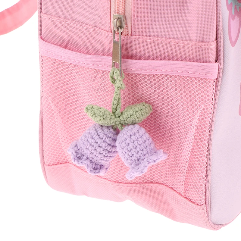 Handmade Knitted Keychain Keyring For Women Fashion Yarn Crocheted Bell Orchid Flower Bag Pendants Car Key Ring Charms Gift