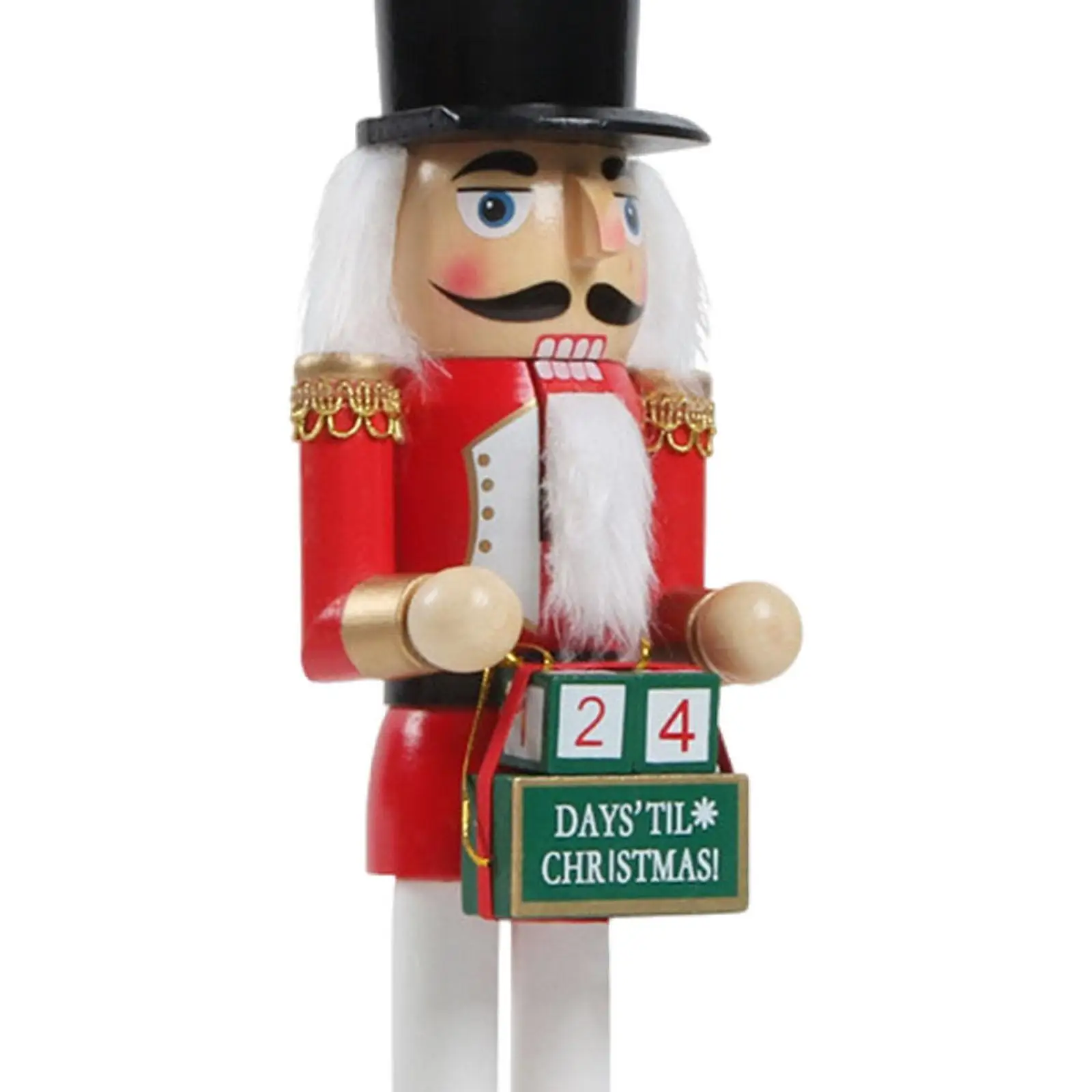 Wooden Nutcracker Soldier Nutcracker Figure Puppet Traditional Nut Cracker with Calendar for Shelf Home Fireplace Decor