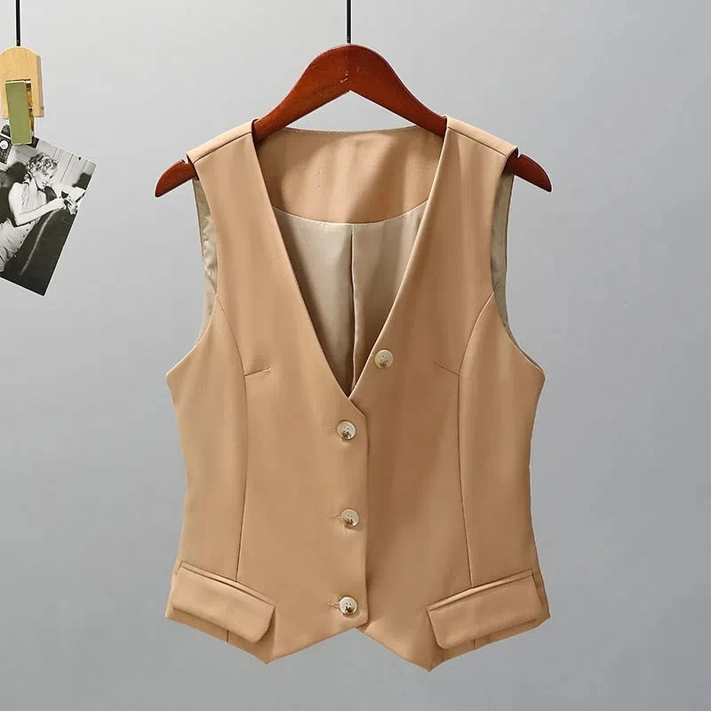 

Women's Suit Vest Brown V Neck Single Breasted England Style Casual Slim Business Vest Wedding Formal Retro Waistcoat 2022