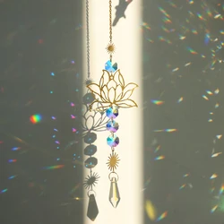 Lotus Sun Catcher kristaller gökkuşağı asılı Suncatcher çakra işık Catcher vitray prizma pencere açık hava bahçe dekorasyonu