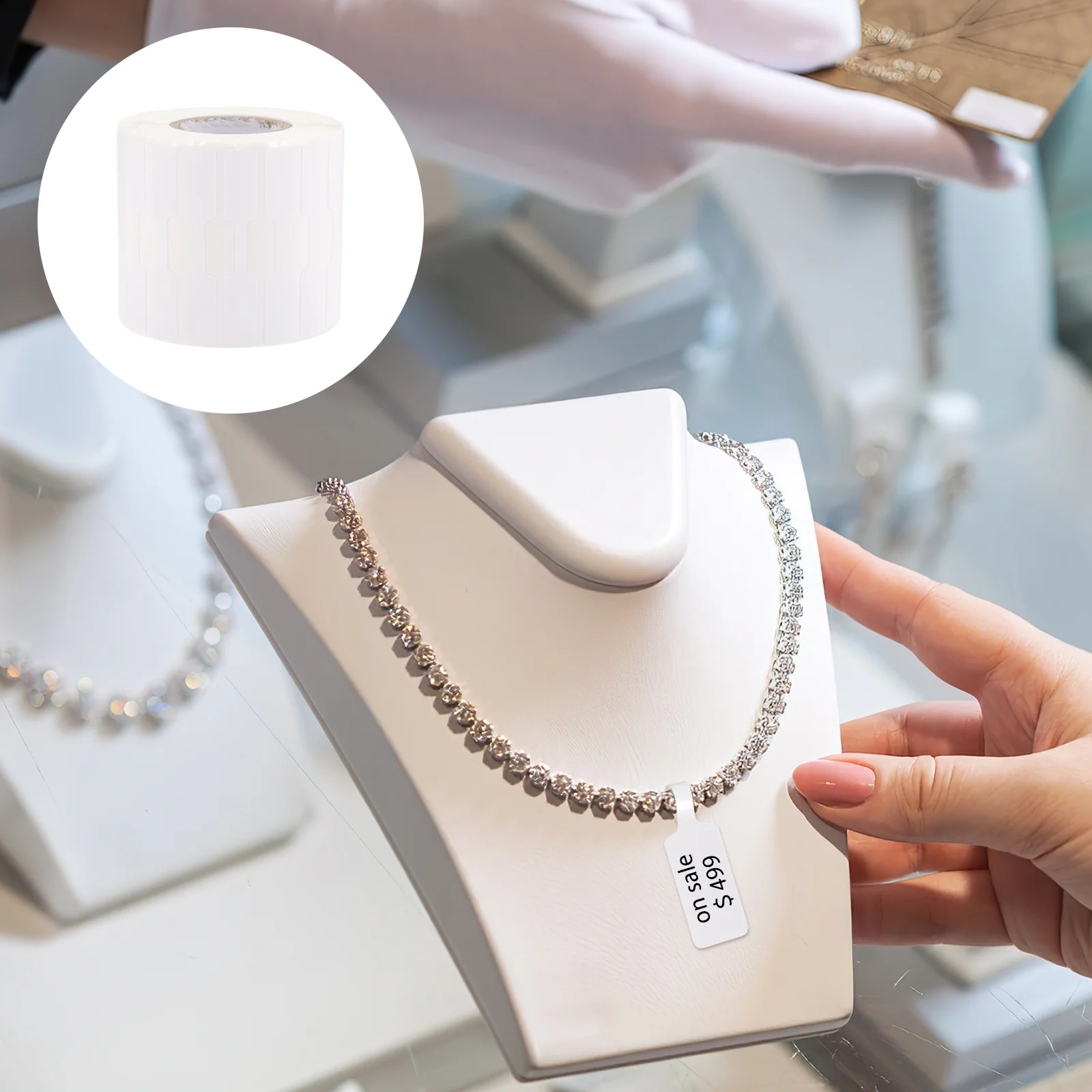 

1980 Pcs Waterproof Price Tags Stickers for Jewelry Self-adhesive Blank Labeling Tags for Rings Necklaces Earrings