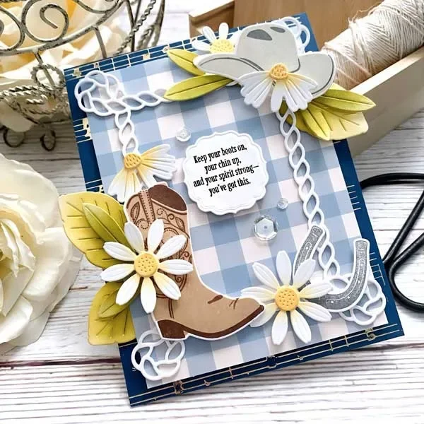 إطار حبل باندانا حقيبة أدوات لاسو كاوبوي التمهيد الطفل المعادن قطع يموت Stamps سكرابوكينغ Stencil ألبوم صور بطاقة DIY بها بنفسك ورقة #3