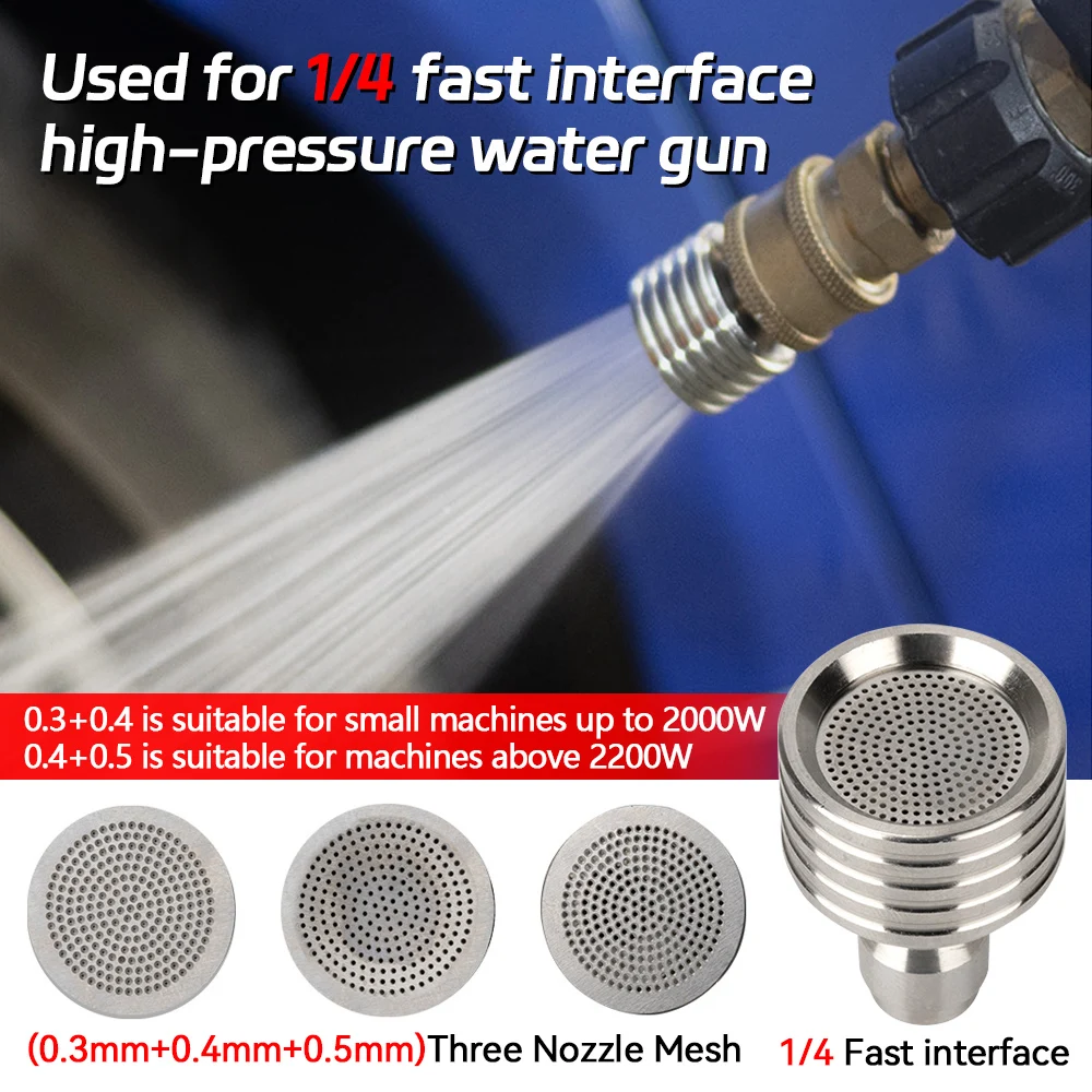 

High Pressure Water Gun Interface Shower Head Washing Nozzle Stainless Steel 1/4 Quick Connect Wash Cars Garden Watering Tool