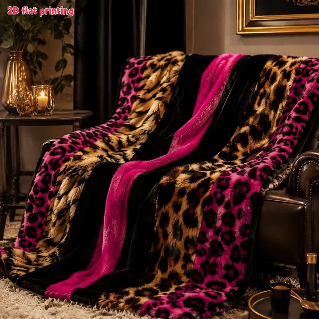 Luxe Leopard Print Throw Blanket Polyester Fuzzy Microfiber Plush Couch Sofa Throw Home Decor Chunky Animal Print Blanket for Be