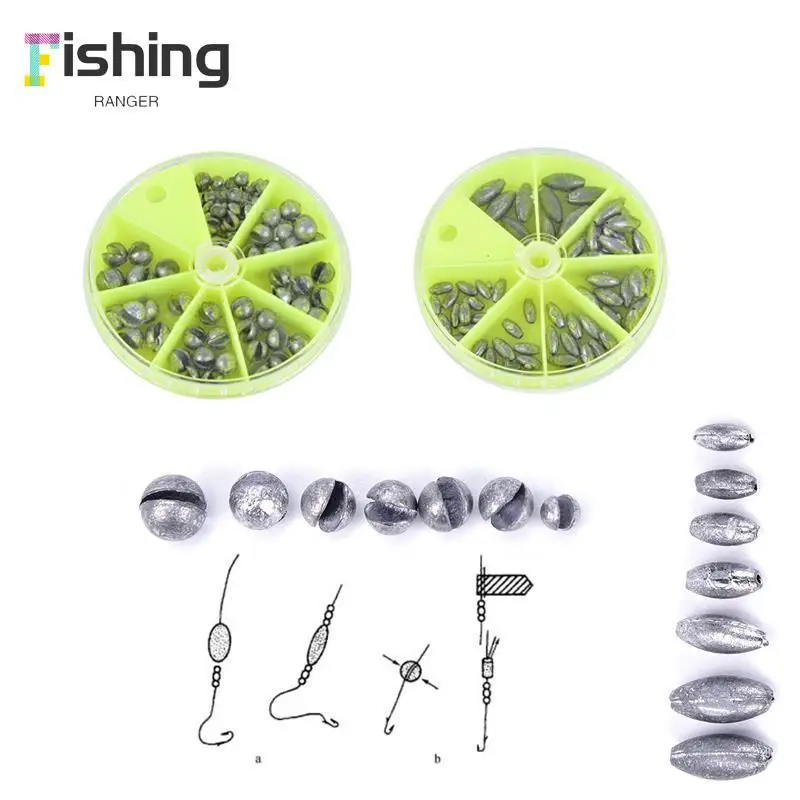 

Fishing Angling Lead Weight Split Shot Rig Sinkers 0.35g-2 with Box Case