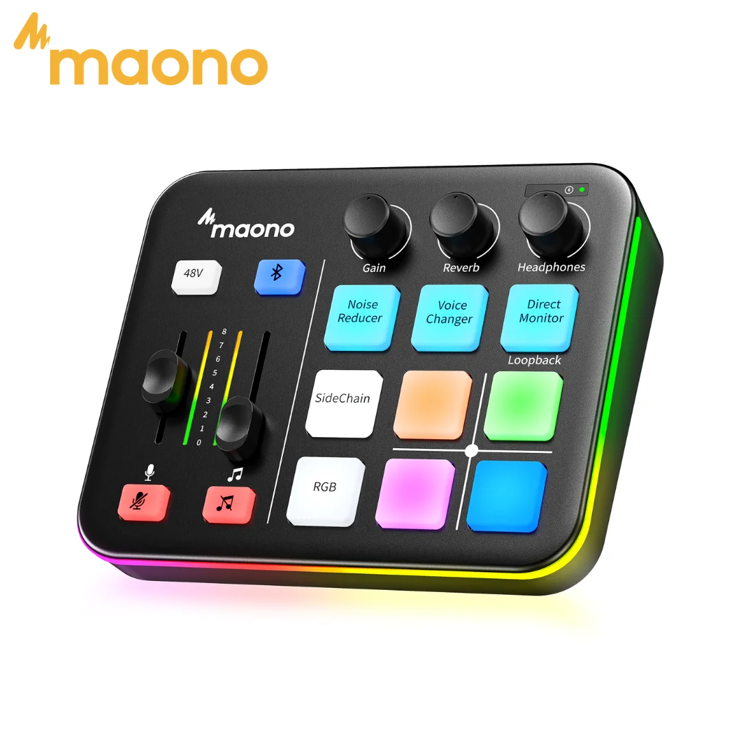 

Maono G1 NEO Gaming Audio Mixer Live Streaming Soundcard Light Weight RGB Light Direct Monitor XLR Input 48V