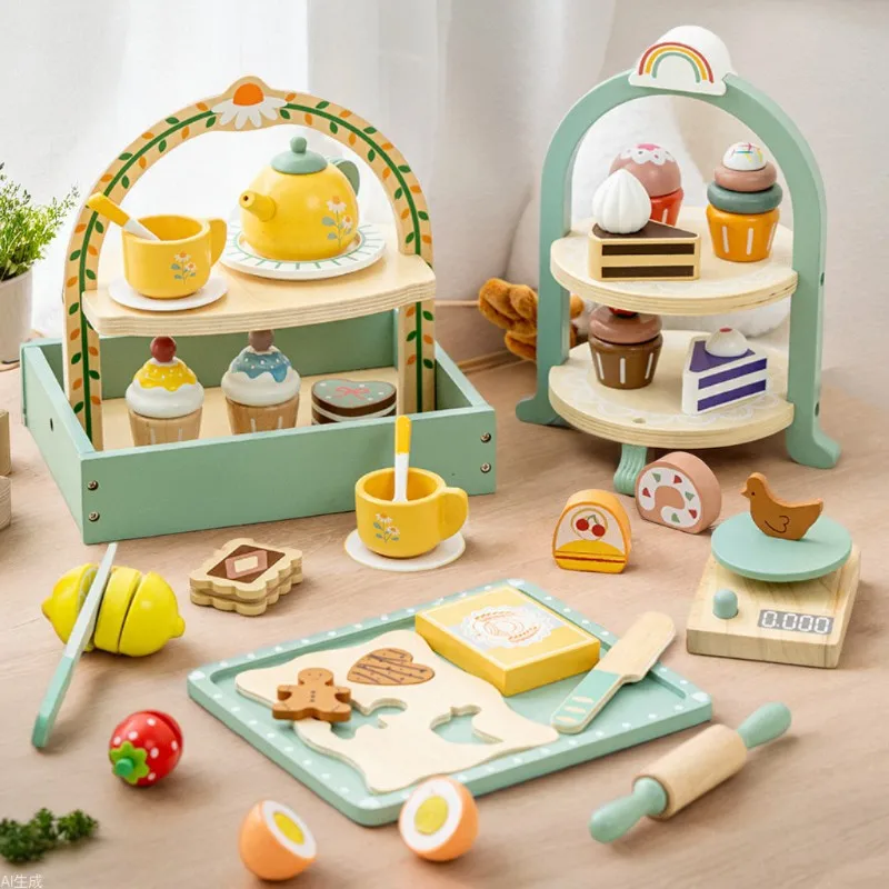 early-education-wooden-children's-educational-toys-dessert-cake-kindergarten-blender-tea-set-play-house